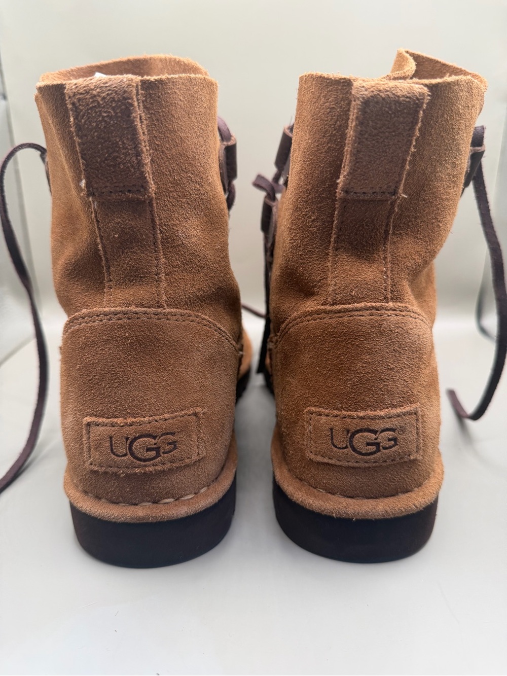 UGG Women’s Suede Lace-Up Ankle Boots Brown Size 8